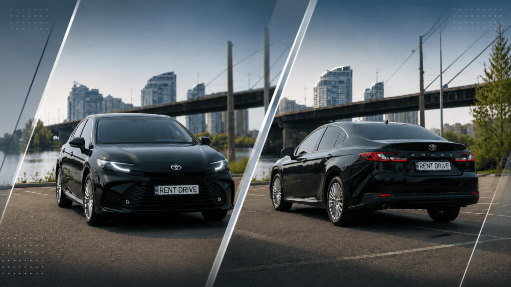 Аренда Toyota Camry 2025 в Киеве — бизнес-класс от 30$ в сутки, RentDrive